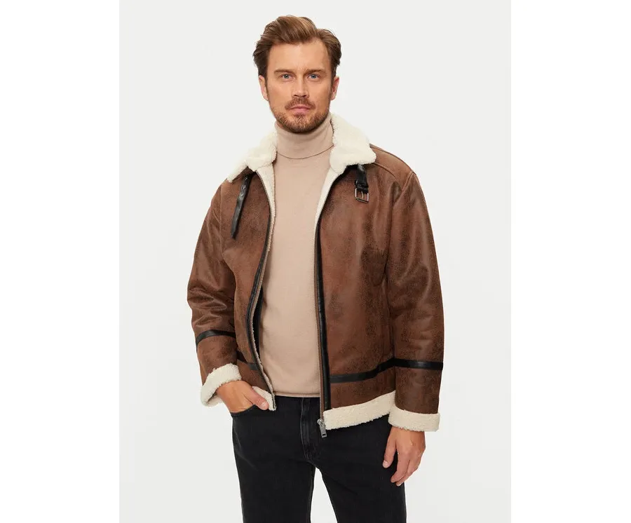 obrazek 1 Lindbergh Kurtka z imitacji skóry 30-301124 Brązowy Regular Fit