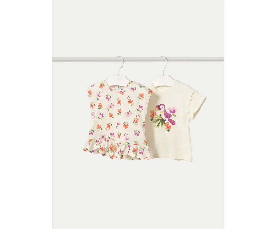 obrazek 1 Mayoral Komplet 2 t-shirtów 1047 Beżowy Regular Fit