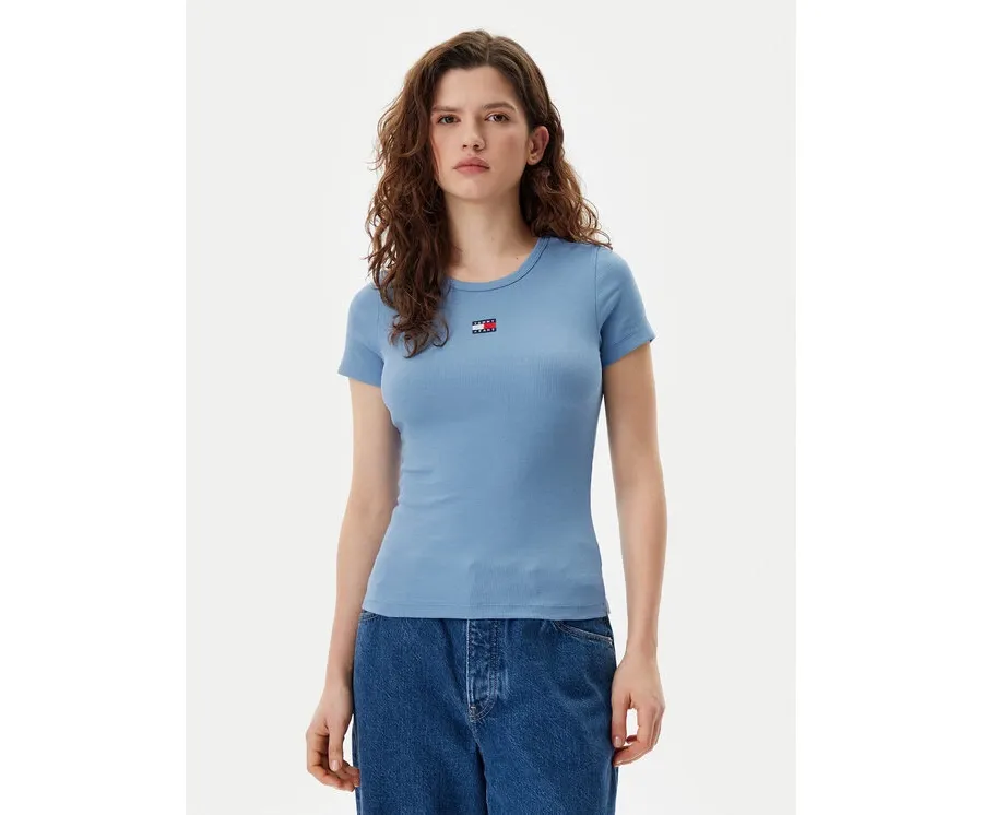 obrazek 1 Tommy Jeans T-Shirt Badge DW0DW17881 Niebieski Slim Fit