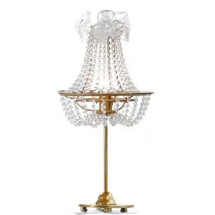 Zdjęcie Elegancka lampa stołowa w całości wykonana ze szkła Murano z ręcznie robionymi perłami i kwiatami – Il Paralume Marina