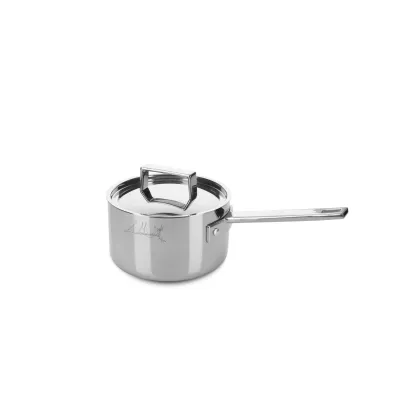 Zdjęcie Designerski włoski rondel 9 cm z pokrywką wykonany ze stali nierdzewnej