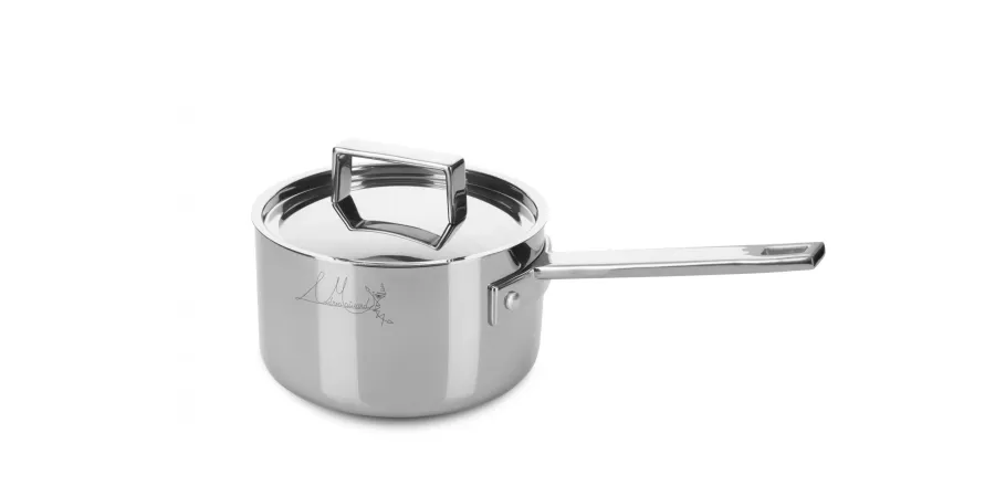 obrazek 1 Designerski włoski rondel 9 cm z pokrywką wykonany ze stali nierdzewnej