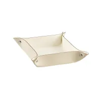 Picture Stylish tray with dimensions 14x14xH5 cm made of cream-colored leather
