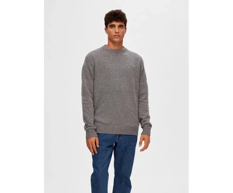 obrazek 1 Selected Homme Sweter 16090155 Szary Regular Fit