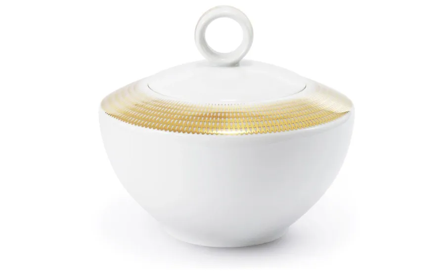 obrazek 1 Nowoczesna cukiernica z porcelany ze złotym zdobieniem – Leander