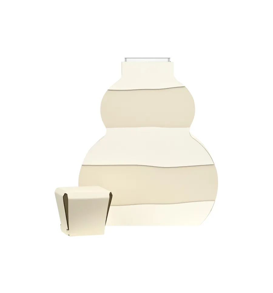 obrazek 3 Unikalny skórzany wazon Otto 9x33xH45 cm w pasy w kolorze waniliowym i białym