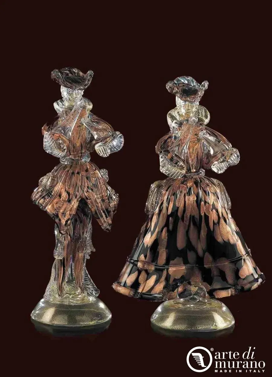 obrazek 1 Weneckie rzeźby z kolekcji Goldoniego przedstawiające mężczyznę i kobietę ze szkła Murano