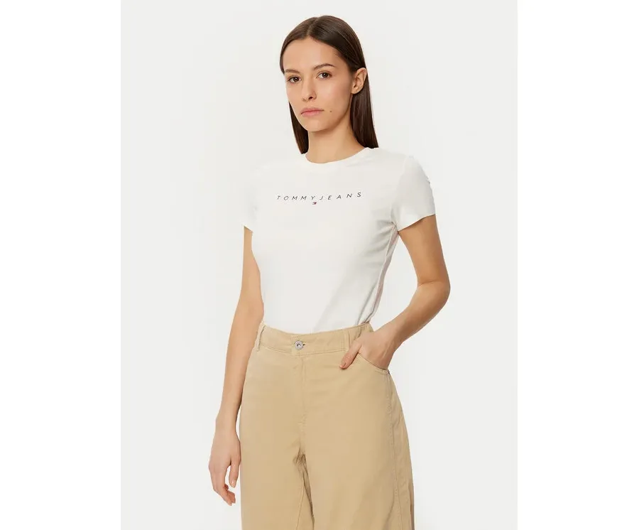 obrazek 1 Tommy Jeans T-Shirt Linear DW0DW18398 Biały Slim Fit