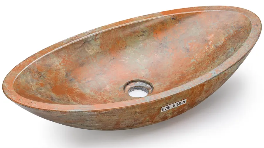 obrazek 2 Luksusowa umywalka 60 cm ORION BASIC – SMOKED METAL, zielony i miedziany, lakier półmatowy