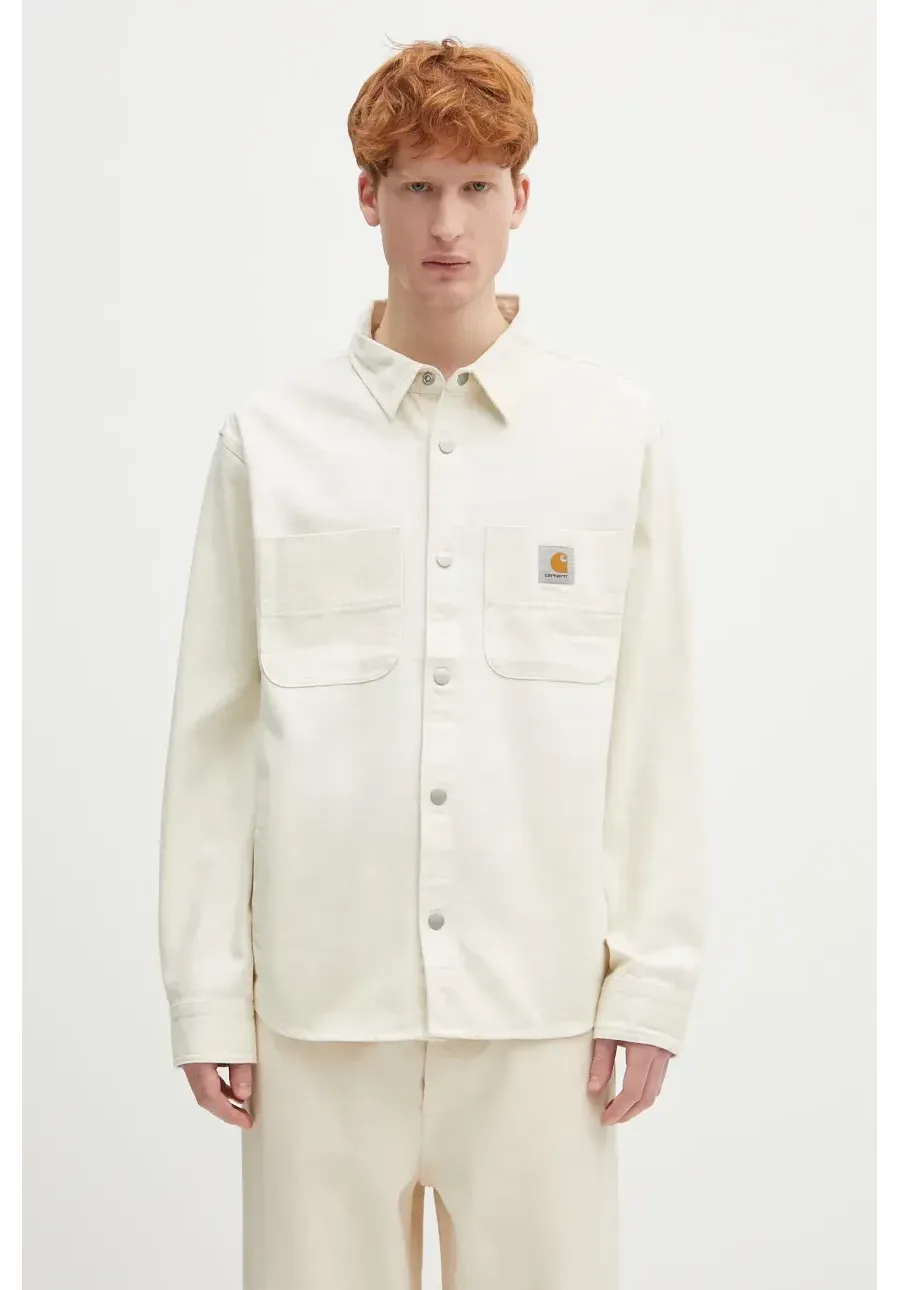 obrazek 1 Carhartt WIP kurtka koszulowa Crawford Shirt Jac kolor beżowy przejściowa I034524.05XX