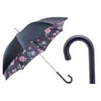 Picture Stylish women's navy blue umbrella decorated with a flower motif - Pasotti