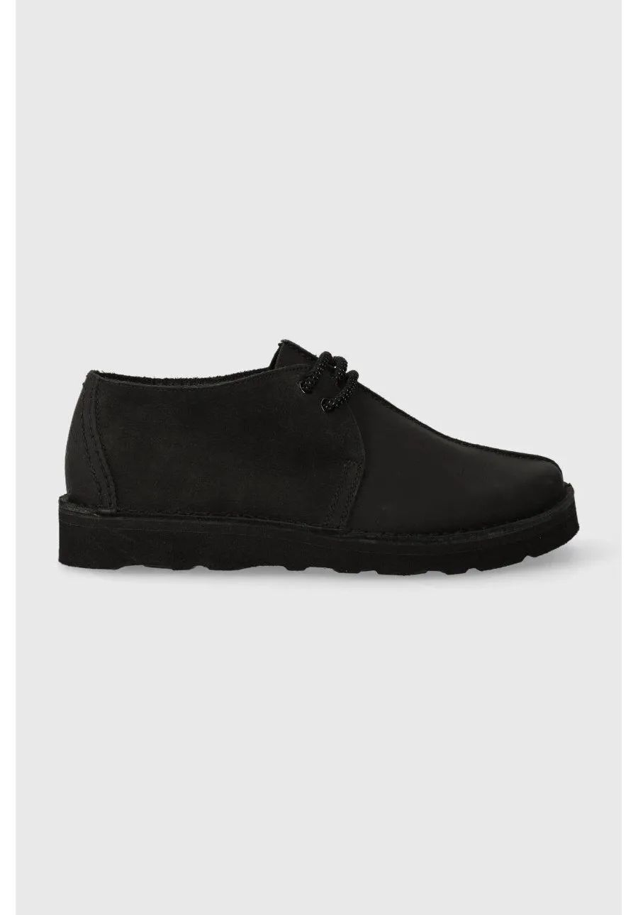 obrazek 1 Clarks półbuty skórzane damskie kolor czarny na płaskim obcasie