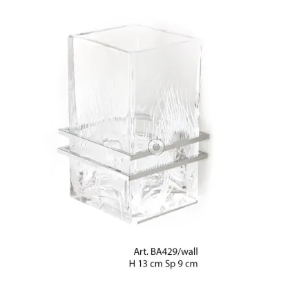 Zdjęcie Włoski naścienny pojemnik na szczoteczki z kryształu z ręcznie wygrawerowaną figurką pawia – Il Paralume Marina