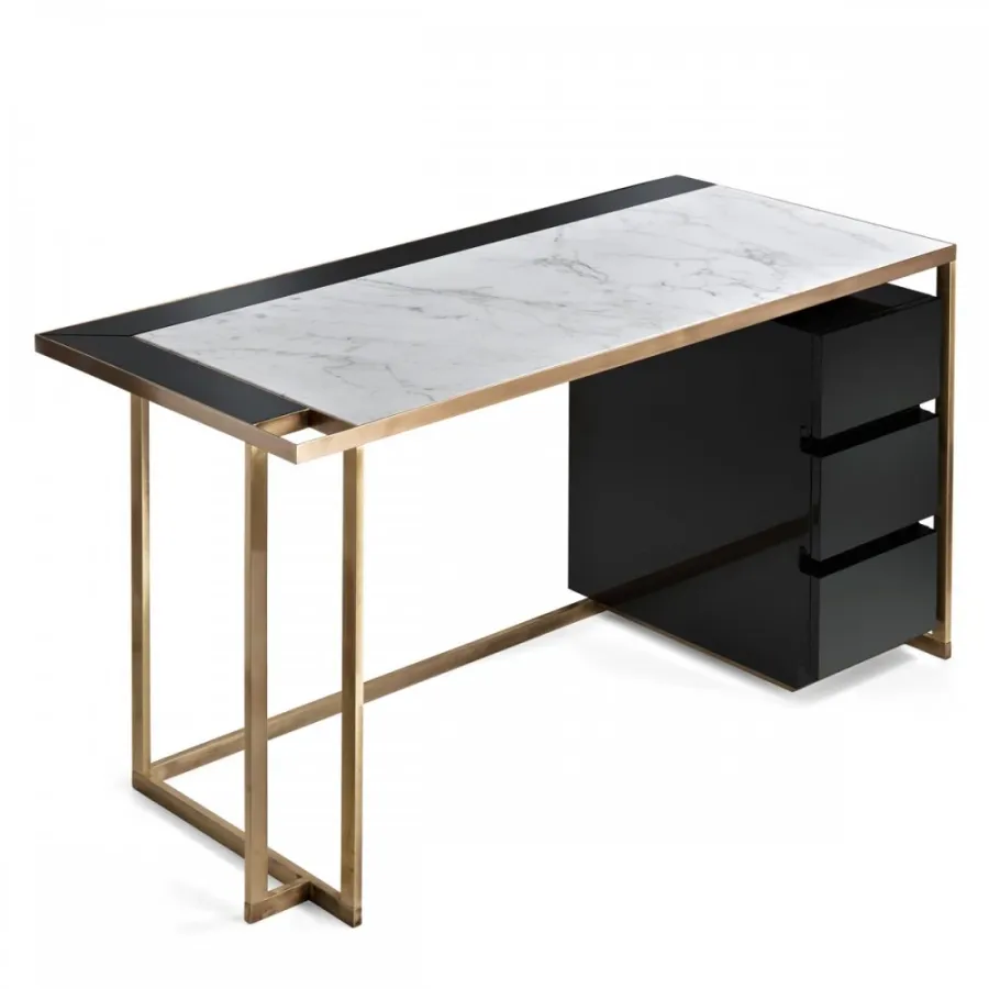 obrazek 1 Wyjątkowe biurko z mosiężną konstrukcją H.75xL.140xP.65 cm