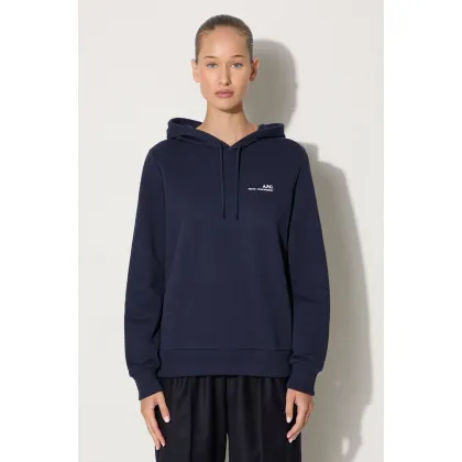 Zdjęcie A.P.C. bluza bawełniana Hoodie Item F damska kolor granatowy z kapturem gładka COEAS.F27674-PECHE