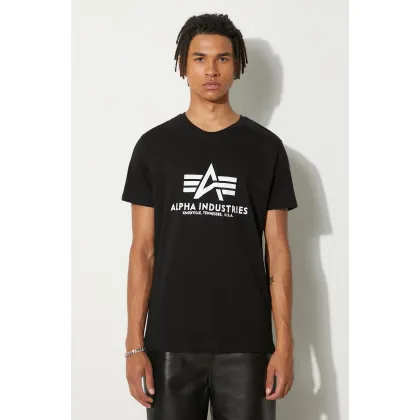 Zdjęcie Alpha Industries t-shirt bawełniany Basic T-Shirt kolor czarny z nadrukiem 100501.03