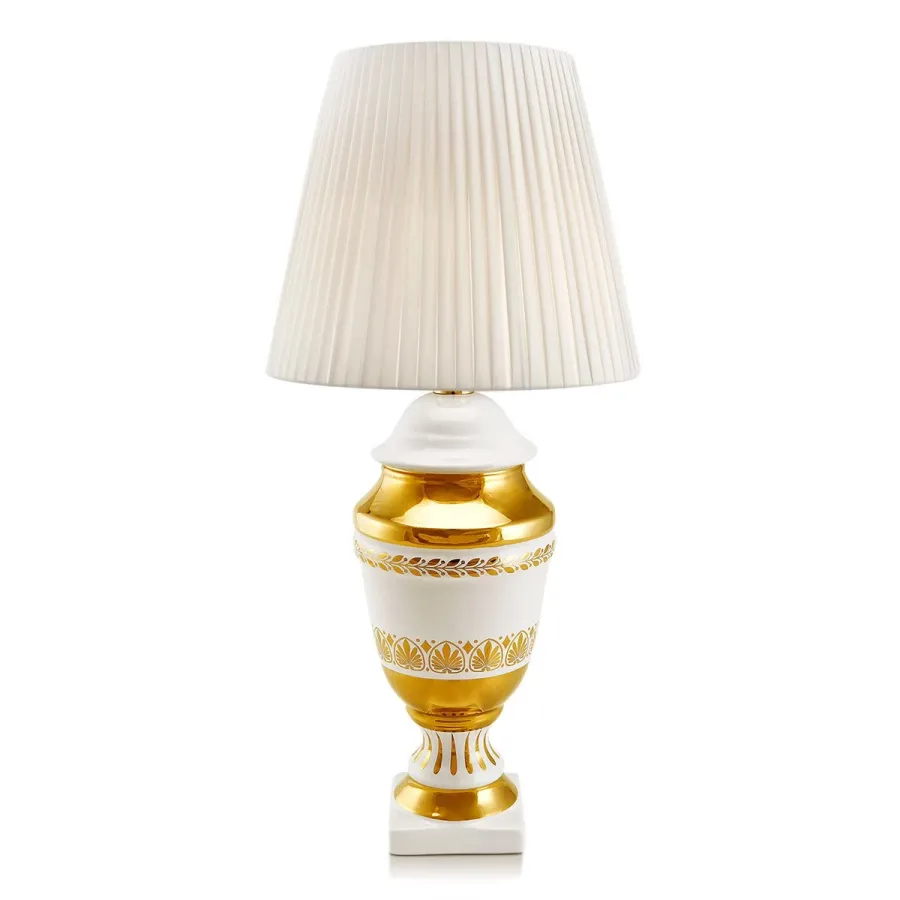 obrazek 1 Ceramiczna lampa stołowa ze złotymi akcentami - Ahura
