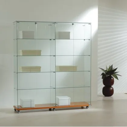 Picture Luxurious double display cabinet with four shelves for a shop or boutique