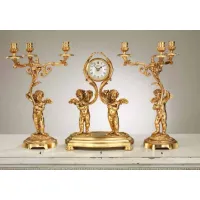 Picture Fantastic gilded bronze candlestick and desk clock