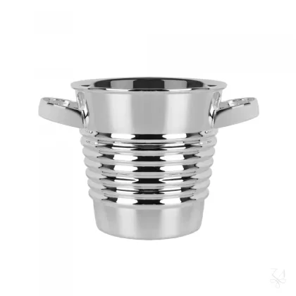 Zdjęcie Stylowe wiaderko na lód platerowane srebrem zdobione w paski - Zaramella Argenti