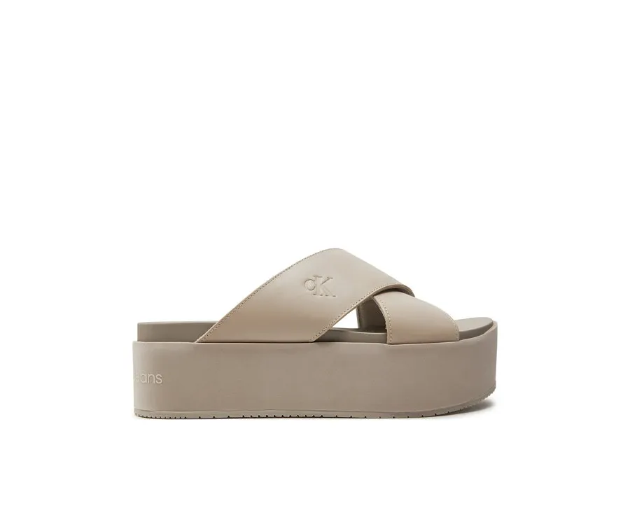 obrazek 1 Calvin Klein Jeans Klapki Flatform Cross Mg Uc YW0YW01349 Beżowy