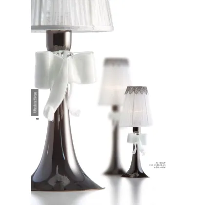Picture Table lamp with white bow in Murano glass and black nickel brass – Il Paralume Marina