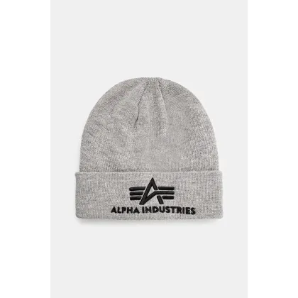 Zdjęcie Alpha Industries czapka kolor szary z cienkiej dzianiny
