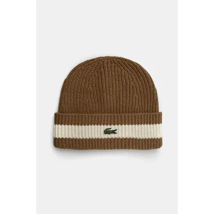 Zdjęcie Lacoste czapka wełniana kolor zielony z cienkiej dzianiny wełniana