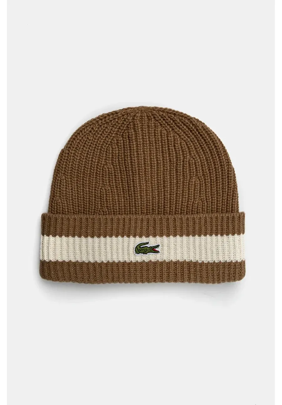 obrazek 1 Lacoste czapka wełniana kolor zielony z cienkiej dzianiny wełniana
