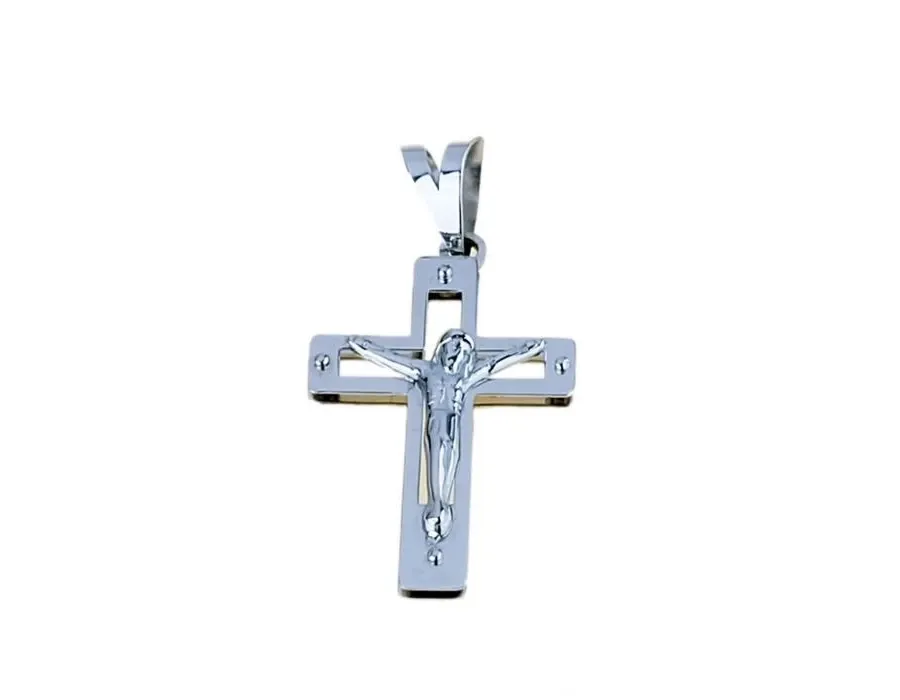 obrazek 1 Genialny męski krzyż płytowy podwójny wym.20x14mm.