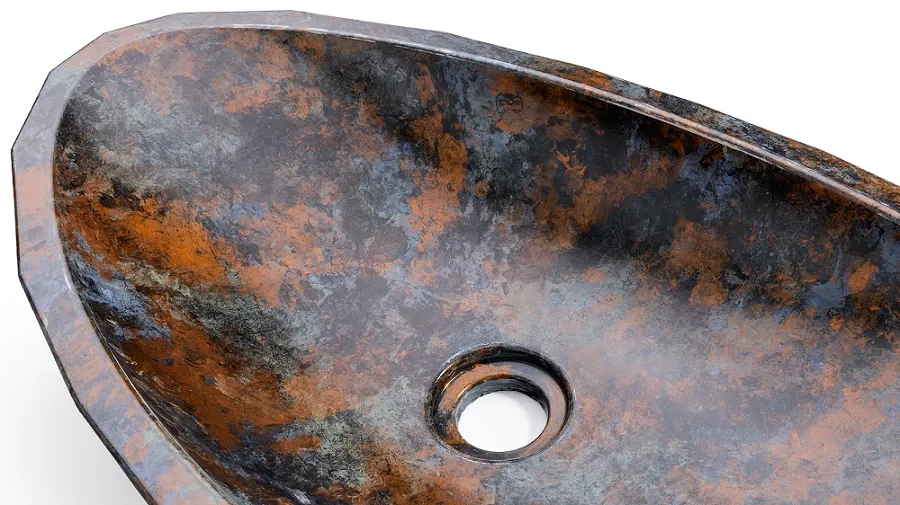 obrazek 4 Wyjątkowa umywalka 60 cm DIAMOND BASIC – ALCHEMY, niebieski, czarny i miedziany, lakier półmatowy