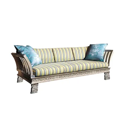 Zdjęcie Stylowa sofa BALI do domu i na taras w bieli i turkusie - Collecion  Alexandra
