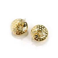 Picture Silver earrings plated with 18-carat gold, finished with white zircons and black enamel