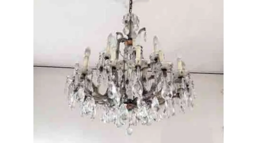 obrazek 3 Para antycznych kryształowych żyrandoli Marii Teresy, 24 światła rozłożone na zakrzywionych ramionach
