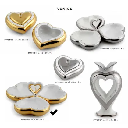 Picture Beautiful, triple heart plate - white, gold - Bruno Costenaro