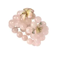 Picture 18K gold plated silver bracelet White zircons Multicolor pink nail polish Rose quartz