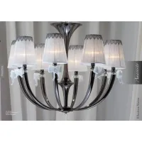 Picture Stylish chandelier with white bows in Murano glass and black nickel brass – Il Paralume Marina