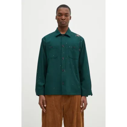 Zdjęcie Undercover koszula wełniana Shirt kolor zielony relaxed z kołnierzykiem klasycznym UC2D4405.1