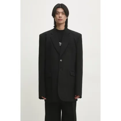 Zdjęcie VETEMENTS marynarka wełniana Logo Embroidered Single Breasted kolor czarny UA66JA400B