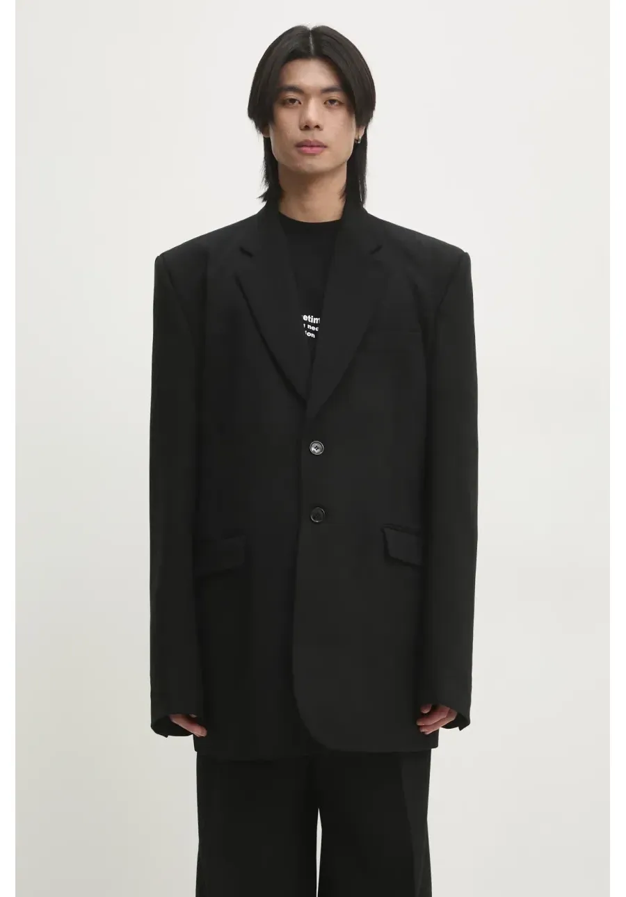 obrazek 1 VETEMENTS marynarka wełniana Logo Embroidered Single Breasted kolor czarny UA66JA400B