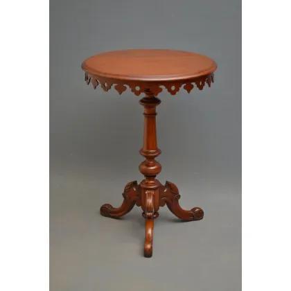 Zdjęcie Antyczny, cudowny wiktoriański stół na cokole z mahoniu, z uformowanym blatem