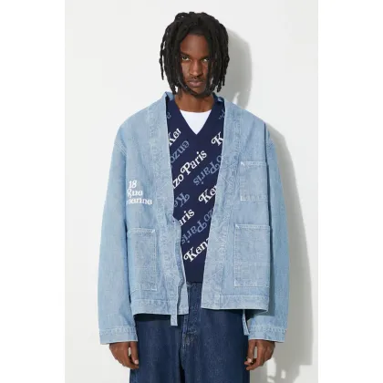 Zdjęcie Kenzo kurtka jeansowa by Verdy Kimono męska kolor niebieski przejściowa oversize FE55DM1426H4.DT