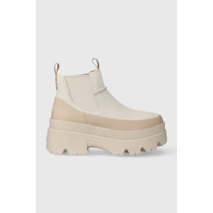 Zdjęcie UGG sztyblety Brisbane Chelsea damskie kolor beżowy na platformie 1143842