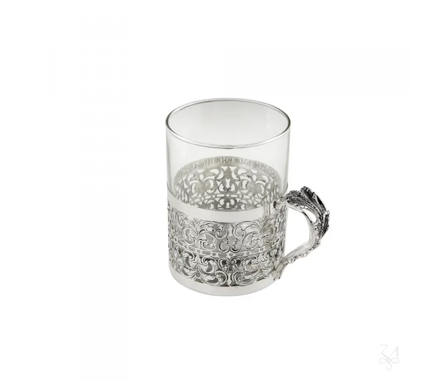picture 1 Silver tea glass basket with handle decorated with acanthus leaves – Zaramella Argenti