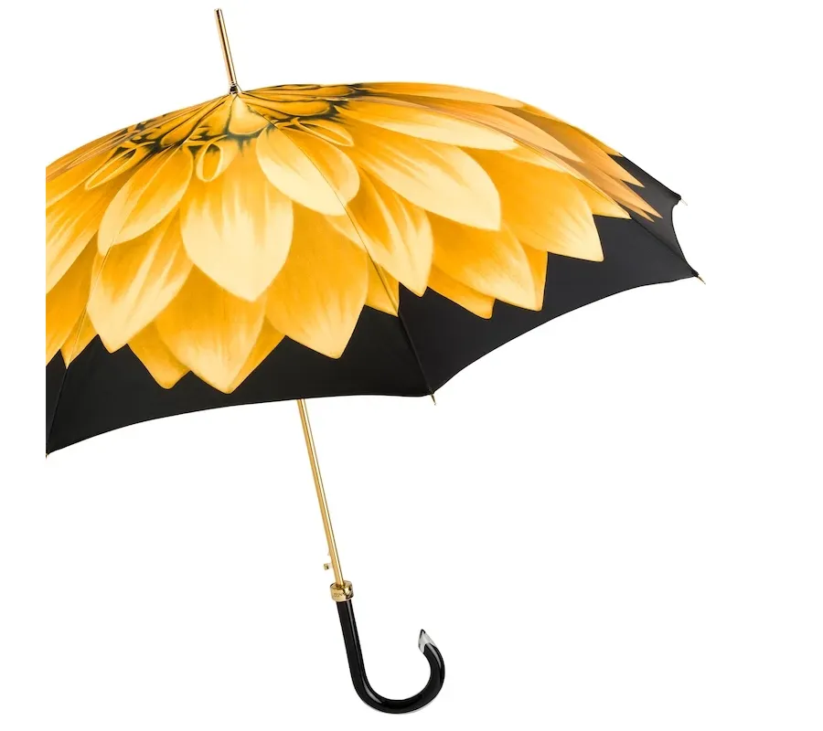obrazek 8 Luksusowy parasol damski w kolorze żółto-złotym z pięknym kwiatem - Pasotti