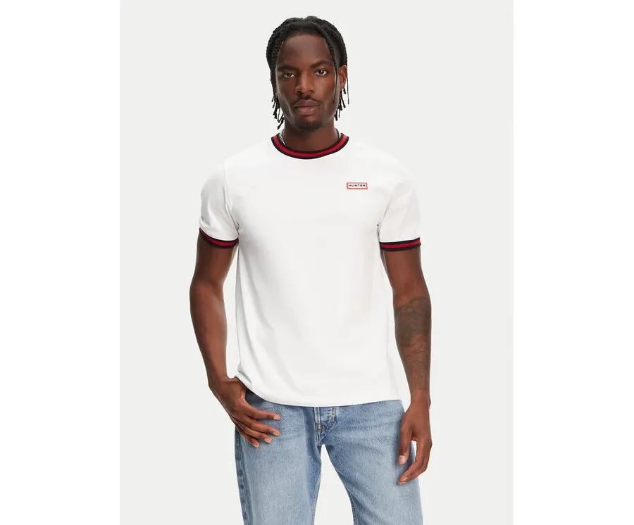obrazek 1 Hunter T-Shirt Eigg Ringer HARM0032251 Biały Regular Fit