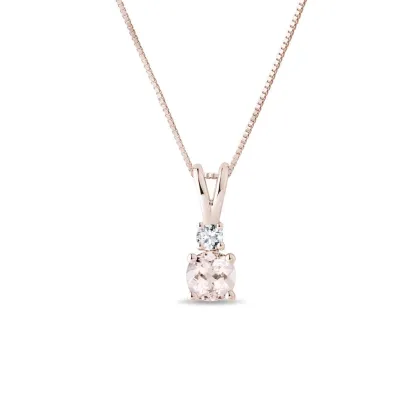 Zdjęcie Naszyjnik z 14-karatowego, różowego złota z diamentem i morganitem KLENOTA