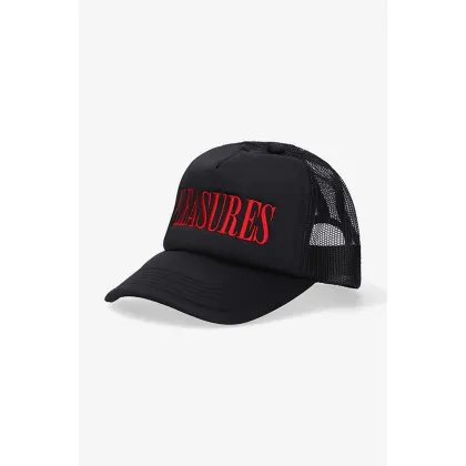 Zdjęcie PLEASURES czapka z daszkiem Lithium Trucker kolor czarny z aplikacją P22SU059-RED