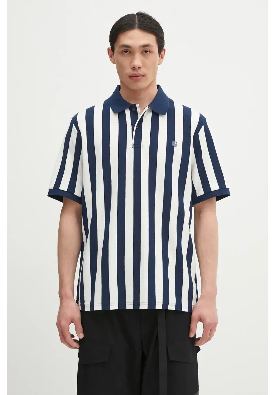 obrazek 1 Carhartt WIP polo bawełniane S/S Boynton Polo męski kolor granatowy wzorzysty I034567.2PPXX