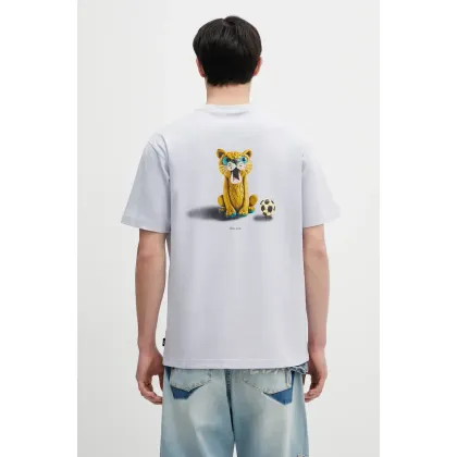 Zdjęcie Puma t-shirt bawełniany GRAPHICS The Puma Cat Tee męski kolor niebieski z nadrukiem 629411